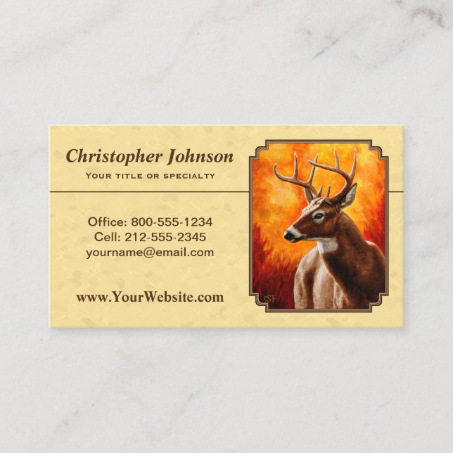 Tarjeta De Visita Oro de otoño de Whitetail Deer (Anverso)