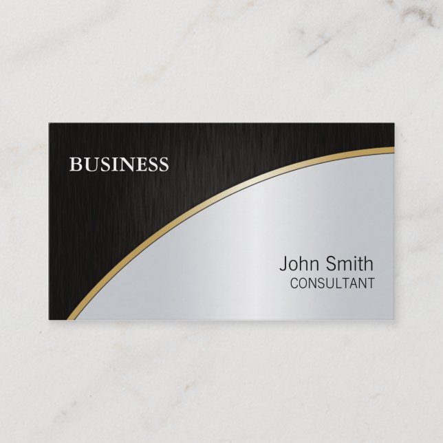 Tarjeta De Visita Oro de plata negro moderno elegante profesional (Anverso)