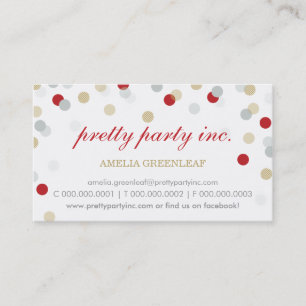 TARJETA DE VISITA:: oro de plata rojo del confeti
