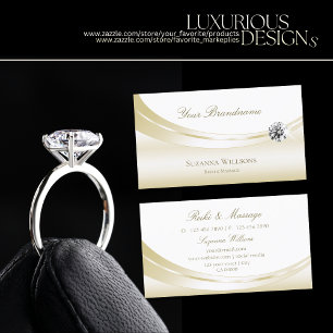 Tarjeta De Visita Oro de seda pastel y blanco con diamante espumoso
