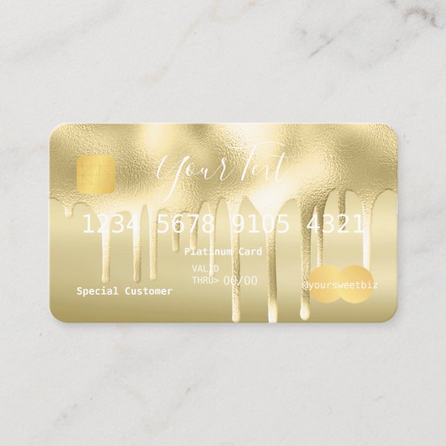 Tarjeta De Visita Oro de tu texto (maquillaje) Crédito por Pintura (Anverso)