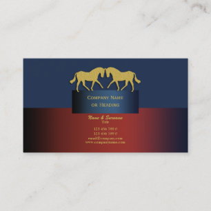 Tarjeta De Visita Oro del azul del márketing de negocio del caballo