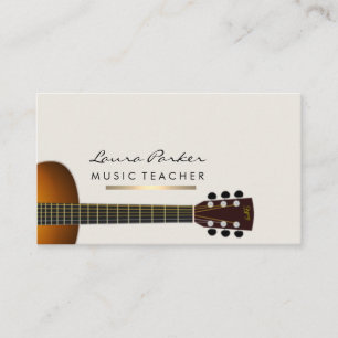 Tarjeta De Visita Oro del instrumento de la guitarra del profesor de