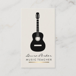 Tarjeta De Visita Oro del instrumento del guitarrista del profesor
