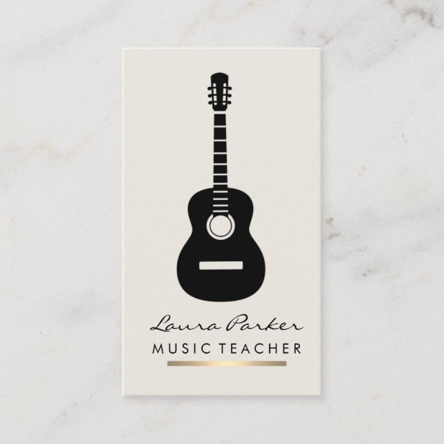 Tarjeta De Visita Oro del instrumento del guitarrista del profesor (Anverso)
