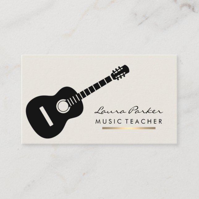 Tarjeta De Visita Oro del instrumento del guitarrista del profesor (Anverso)