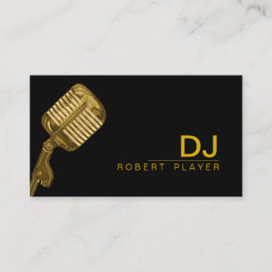 Tarjeta De Visita Oro del micrófono del profesor de música de DJ d