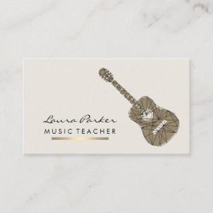Tarjeta De Visita Oro del profesor de música del instrumento del