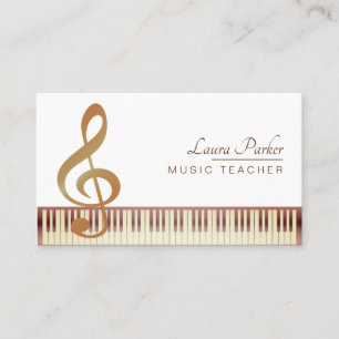 Tarjeta De Visita Oro del vintage del teclado de piano del profesor