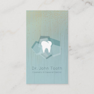 Tarjeta De Visita Oro dental moderno de la turquesa de la cita del