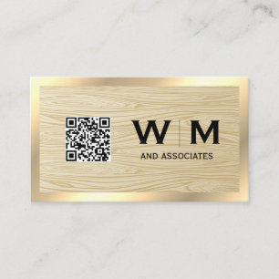 Tarjeta De Visita Oro ejecutivo   Grano de madera   Código QR