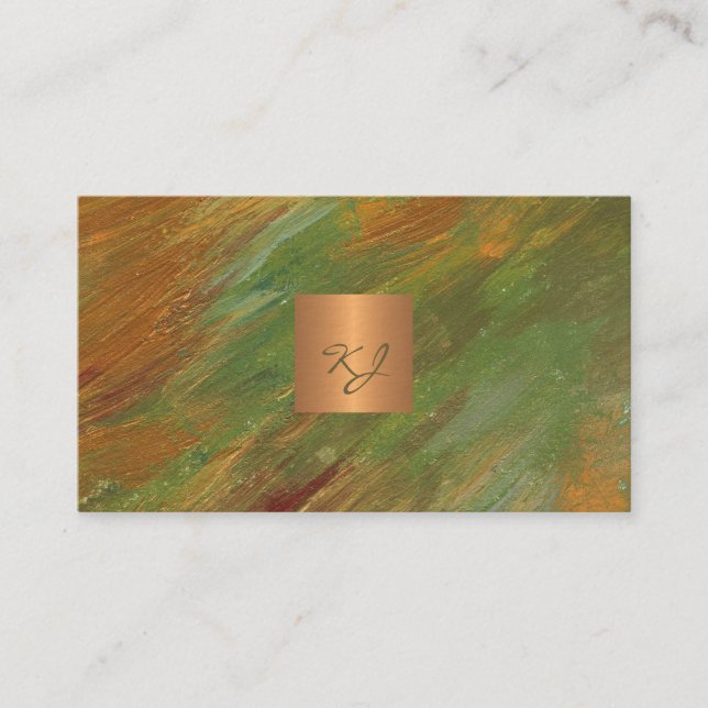 Tarjeta De Visita Oro elegante abstracto moderno monogramado (Anverso)