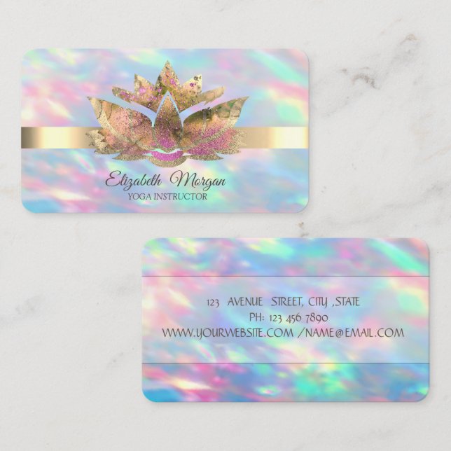 Tarjeta De Visita Oro elegante de moda,Loto opal irlandés (Anverso / Reverso)