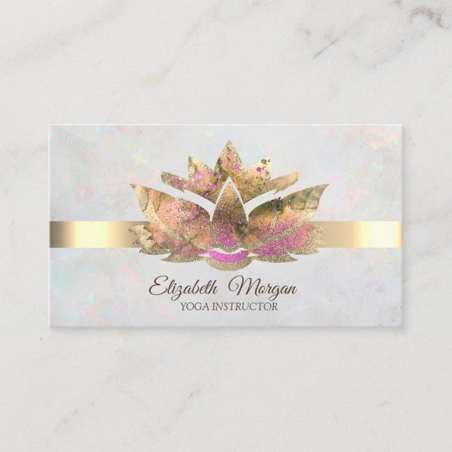 Tarjeta De Visita Oro elegante de moda,Loto óptico blanco (Anverso)