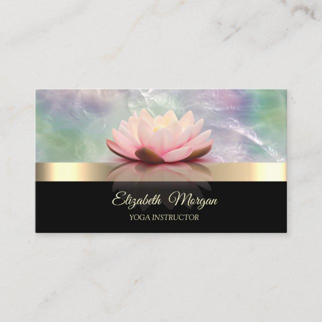 Tarjeta De Visita Oro elegante,Óptico holográfico de Lotus (Anverso)