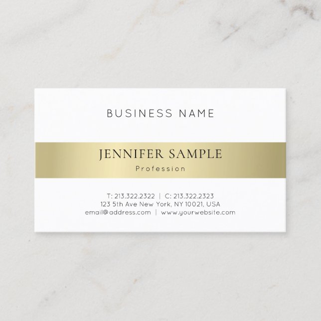 Tarjeta De Visita Oro elegante profesional moderno y sencillo minima (Anverso)