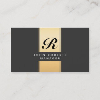 Tarjeta De Visita Oro elegante profesional y negro del monograma