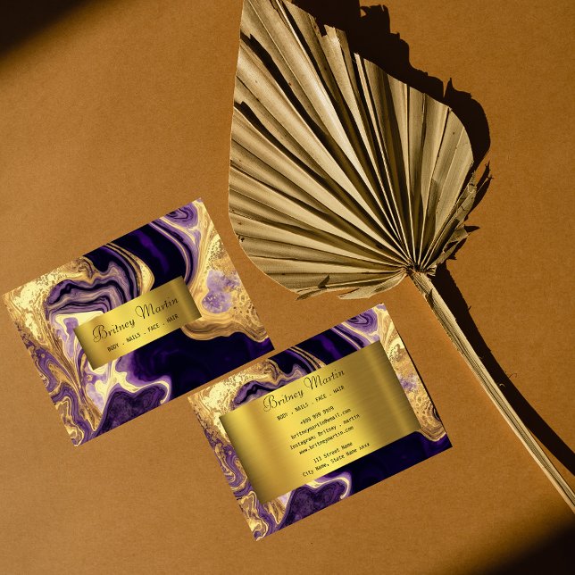 Tarjeta De Visita Oro elegante y violeta (Subido por el creador)