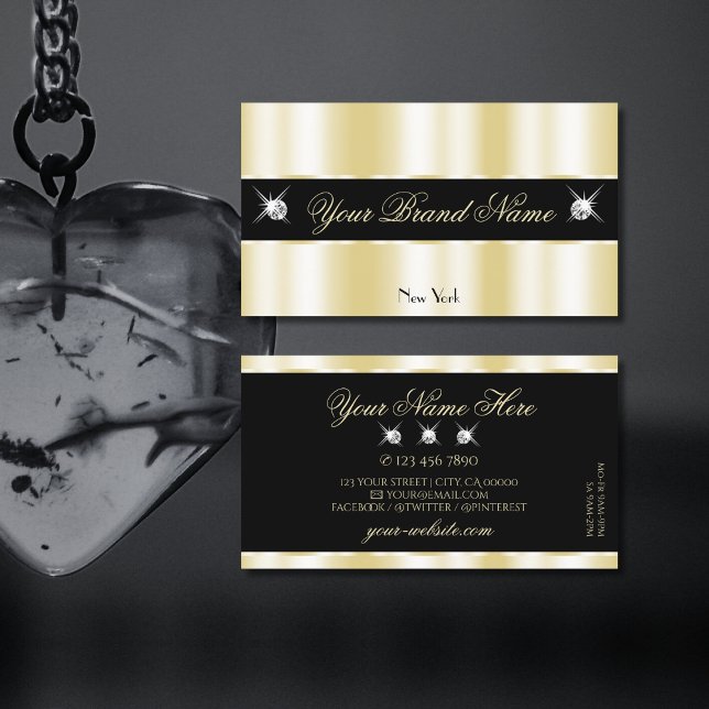 Tarjeta De Visita Oro Extravagante Negro Esparcen Diamantes Lujo (Subido por el creador)