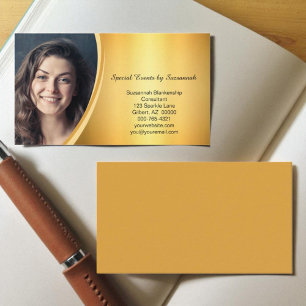 Tarjeta De Visita Oro Flareado Profesional con Foto Personalizada