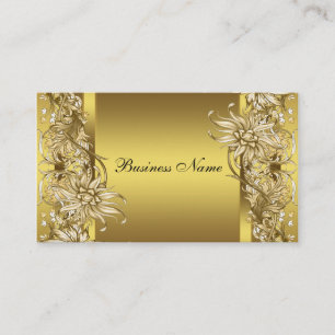 Tarjeta De Visita Oro Flor Victoriana Elegante Oro