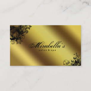 Tarjeta De Visita Oro floral elegante 2 del balneario del salón de