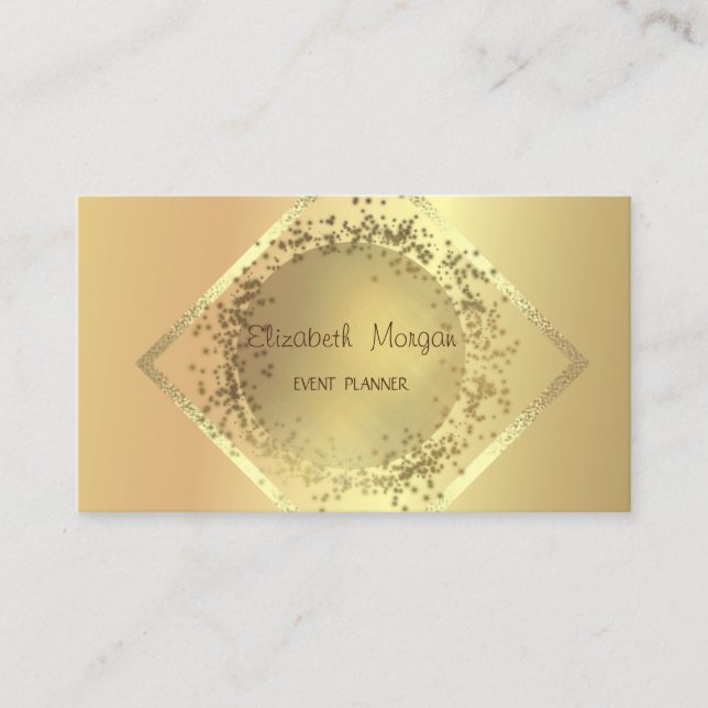 Tarjeta De Visita Oro Geométrico Profesional Sofisticado Elegante (Anverso)
