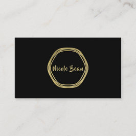 Tarjeta De Visita Oro Glam & Anillos Negros Chic Glam Moderno