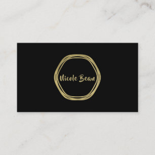 Tarjeta De Visita Oro Glam & Anillos Negros Chic Glam Moderno