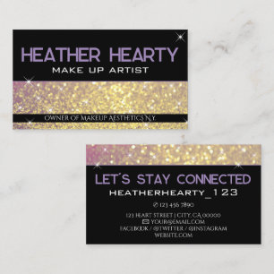 Tarjeta De Visita Oro Glamour Lila Lavanda Destellante Brillante