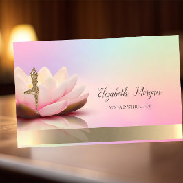 Tarjeta De Visita Oro holográfico, Lotus, Chica Purpurina de yoga