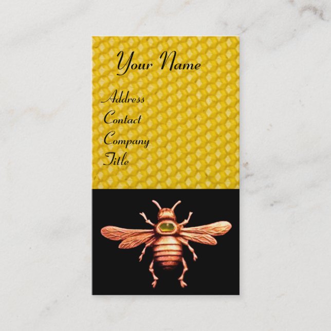 TARJETA DE VISITA ORO HONEY BEE / BEEKEEPER APOYO MONOGRAMA (Anverso)