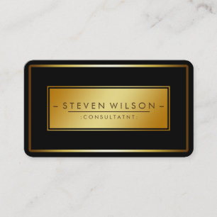 Tarjeta De Visita Oro llano moderno negro profesional elegante