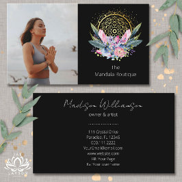 Tarjeta De Visita Oro Mandala Cristales rosados Psíquicos Fotografía