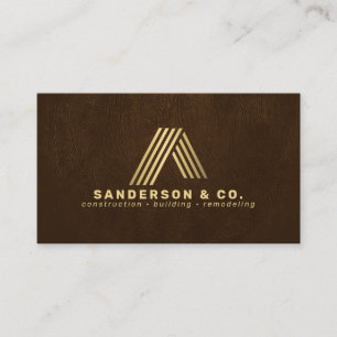 Tarjeta De Visita Oro marrón logotipo personalizado QR construcción