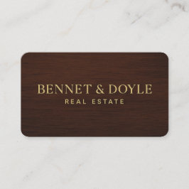 Tarjeta De Visita Oro metálico de lujo en madera de caoba