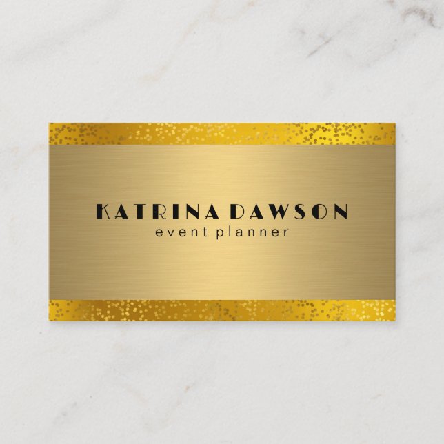 Tarjeta De Visita Oro metalizado | Relieve metalizado Golden Confett (Anverso)