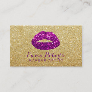 Tarjeta De Visita Oro moderno de los labios del artista de