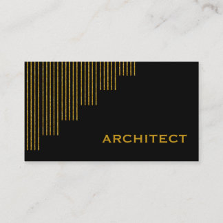 Tarjeta De Visita Oro moderno, rayas verticales negras arquitectónic