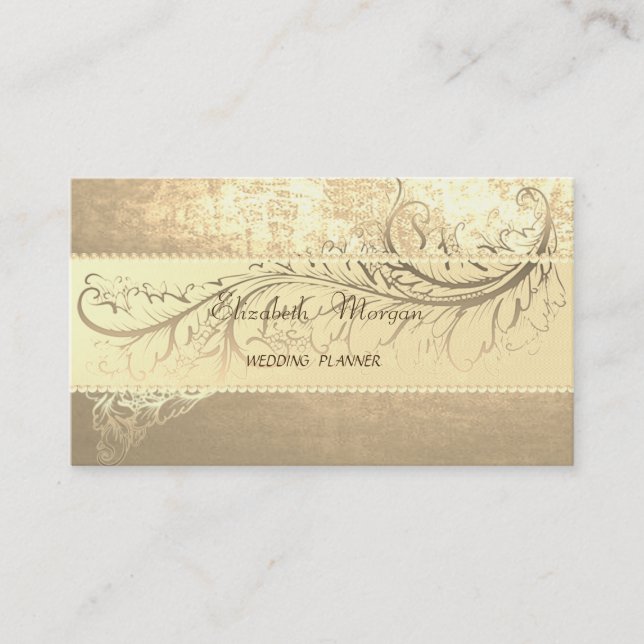 Tarjeta De Visita Oro Moderno Sofisticado Elegante, Perlas (Anverso)