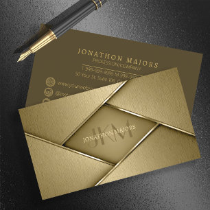 Tarjeta De Visita Oro monograma y polígono Metalizado ID1039
