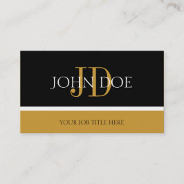 Tarjeta De Visita Oro negro/amarillo del monograma de YourJobTitle