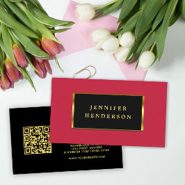 Tarjeta De Visita oro negro código QR rojo cardenal profesional