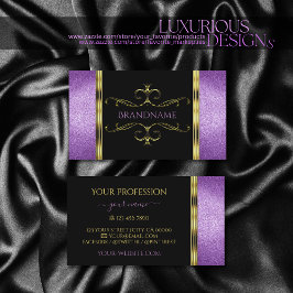 Tarjeta De Visita Oro negro con ornato ornamental Purpurina púrpura