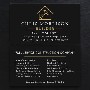 Tarjeta De Visita Oro Negro Constructor Moderno de Construcción 