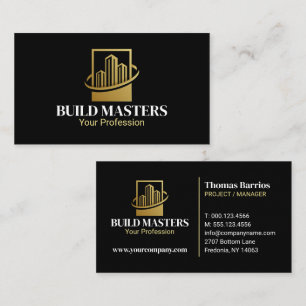 Tarjeta De Visita Oro Negro Constructor Profesional Construcción