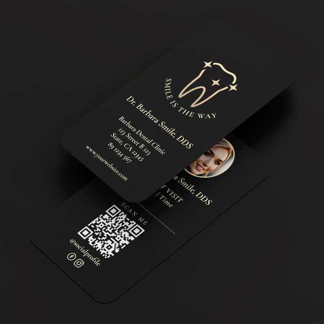 Tarjeta De Visita Oro Negro Dentista Ortodontista Moderno (Modern Dentist Orthodontist Dental Black Gold Business Card
)