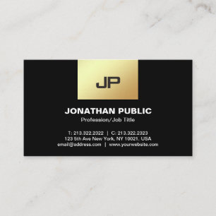Tarjeta De Visita Oro negro elegante del monograma moderno