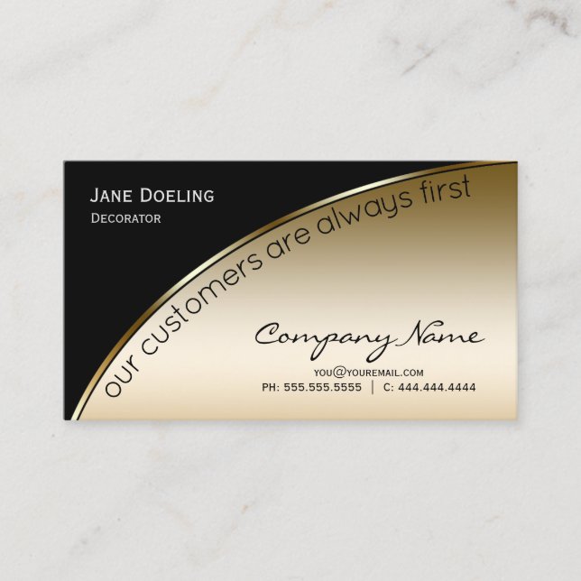 Tarjeta De Visita Oro negro elegante profesional (Anverso)