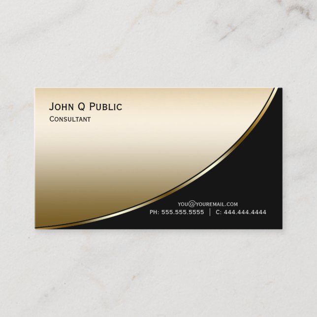 Tarjeta De Visita Oro negro elegante profesional (Anverso)